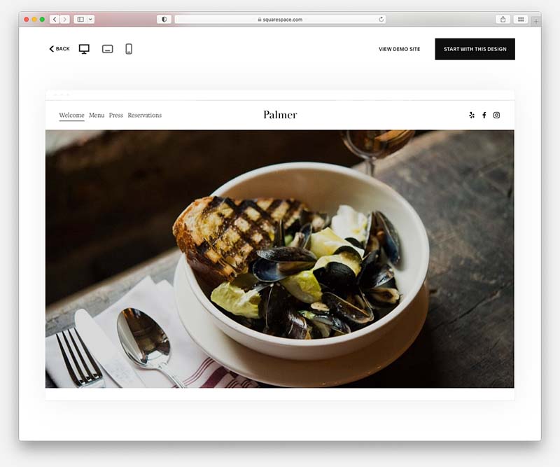 Previewing a Squarespace template