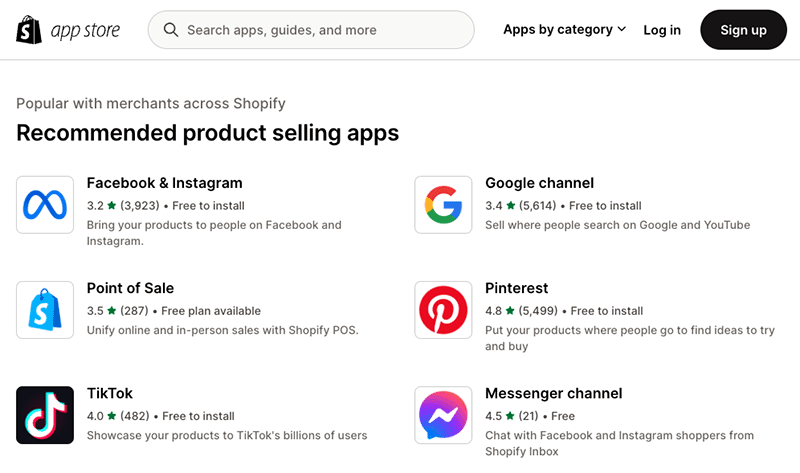 Examples of some of the apps that are currently available in the Shopify app store