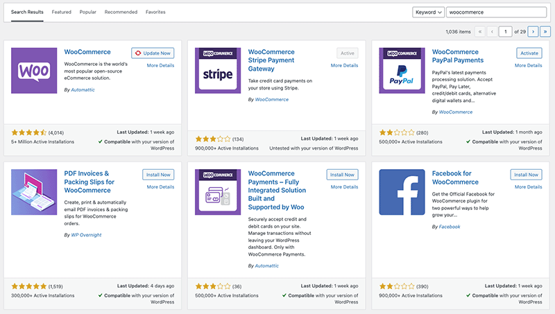 Searching for WooCommerce-specific plugins in WordPress
