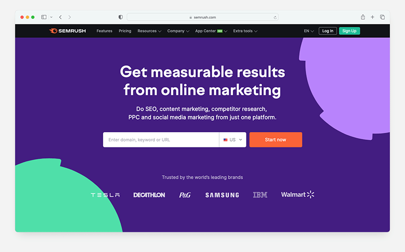 The Semrush platform