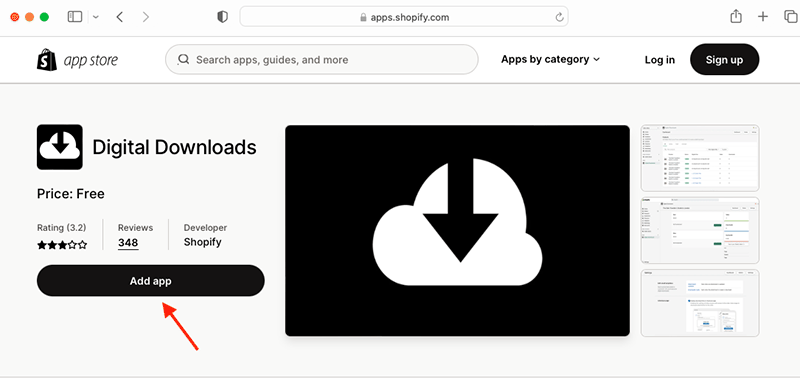 The Shopify digital downloads app