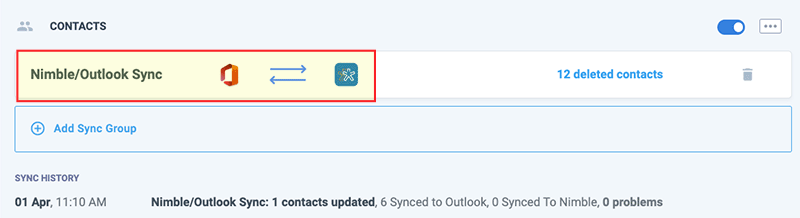 Syncing contacts between Nimble and Microsoft 365.