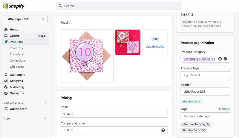 Shopify's minimalist interface