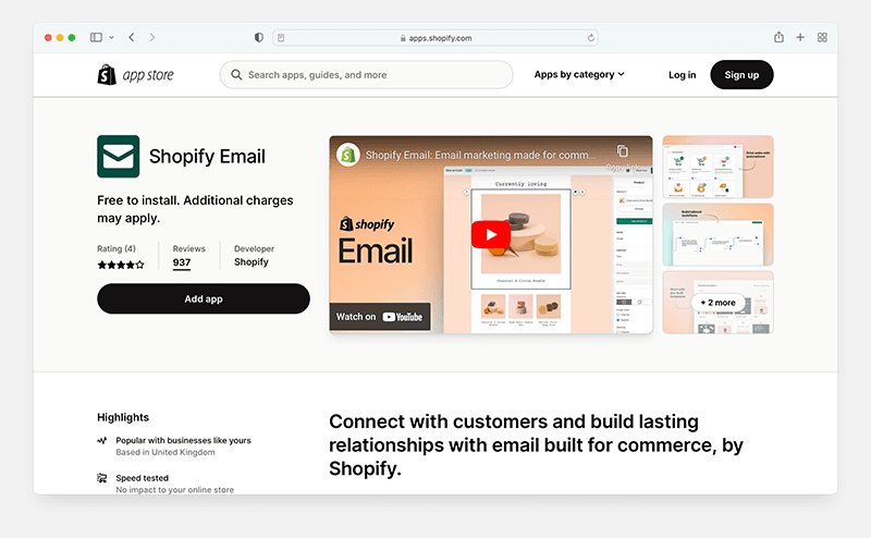 The Shopify Email app