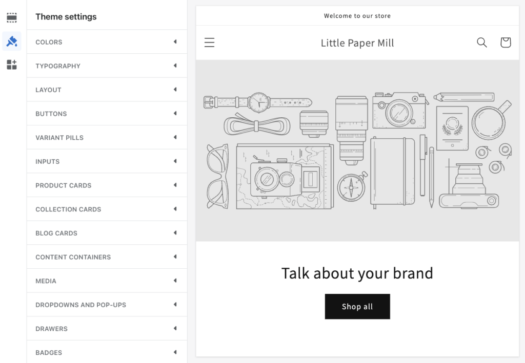 Using theme controls in Shopify