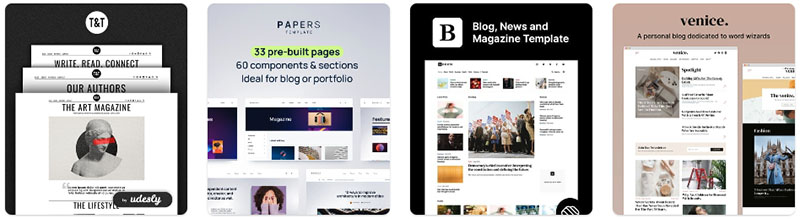 Blog templates in the Webflow template library.