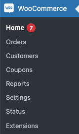 WooCommerce menu