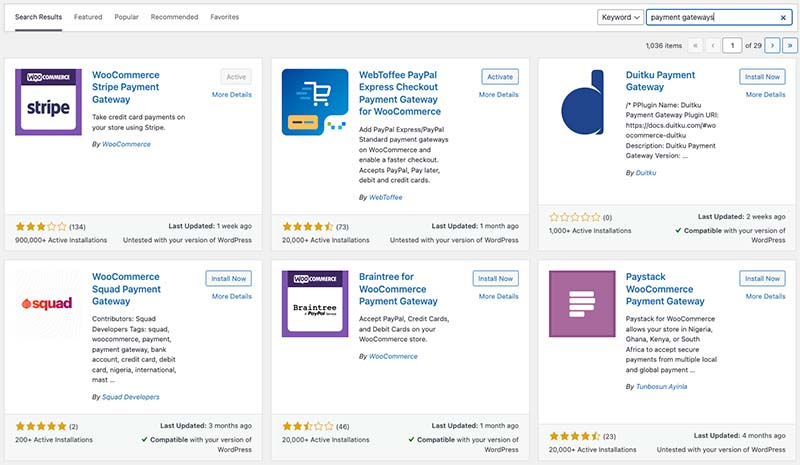 Looking for payment gateway plugins in WordPress
