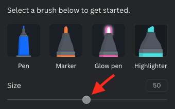 Selecting brush size