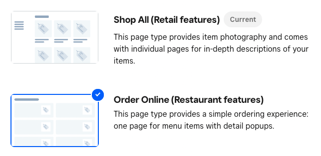 Creating a one-page 'order online' site in Square.