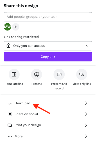 Selecting the ‘Download’ option
.