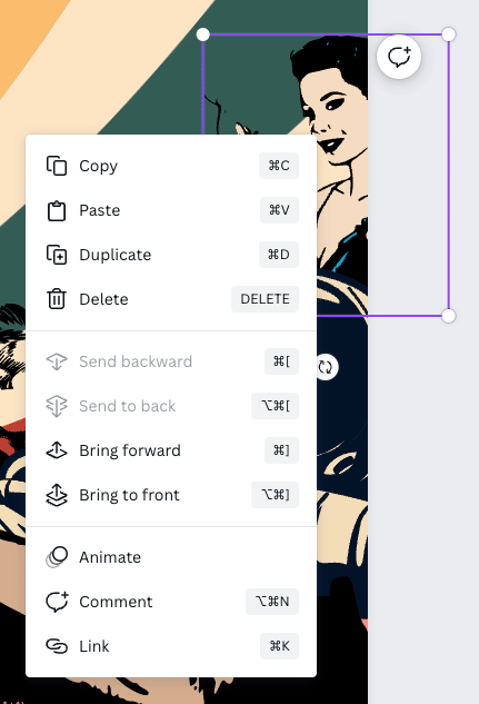 Adjusting image order in Canva