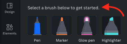 Selecting a brush in Canva