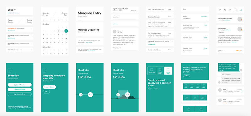 A small section of the design system for Airbnb.