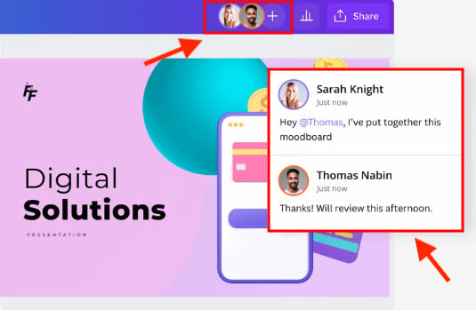 Canva collaboration features.
