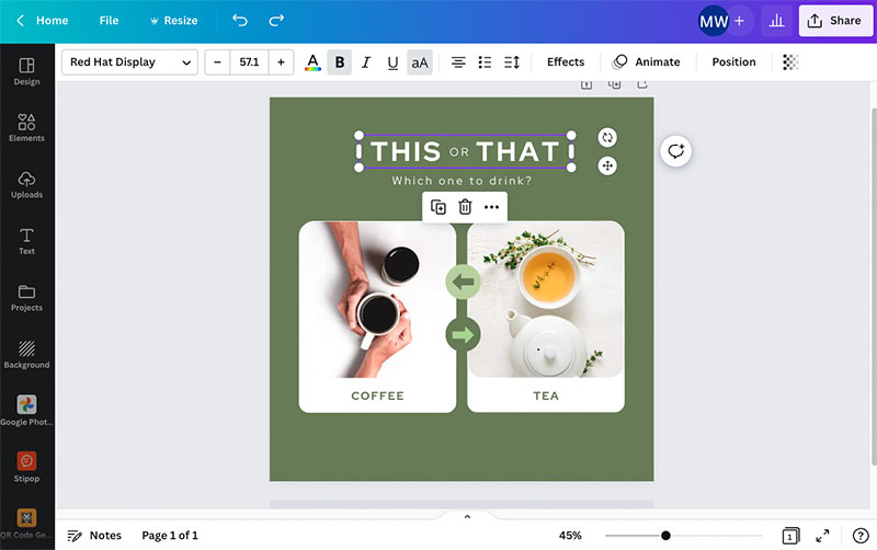 Canva's drag-and-drop design interface.