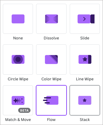 Canva video transitions.