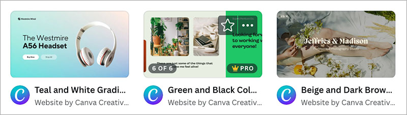 Canva website templates.