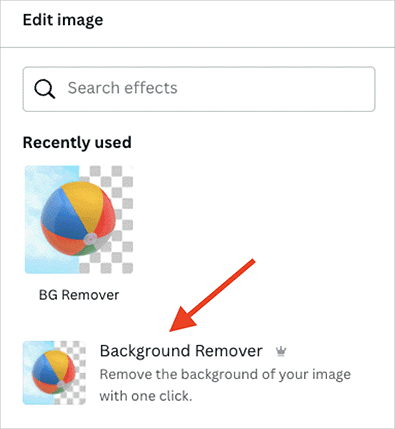 Clicking on the 'Background Remover' tool