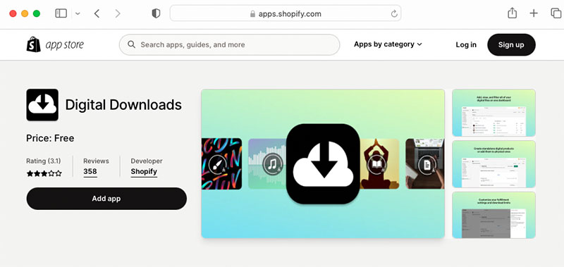 Shopify's Digital Downloads app