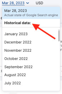 Accessing historical data in Semrush