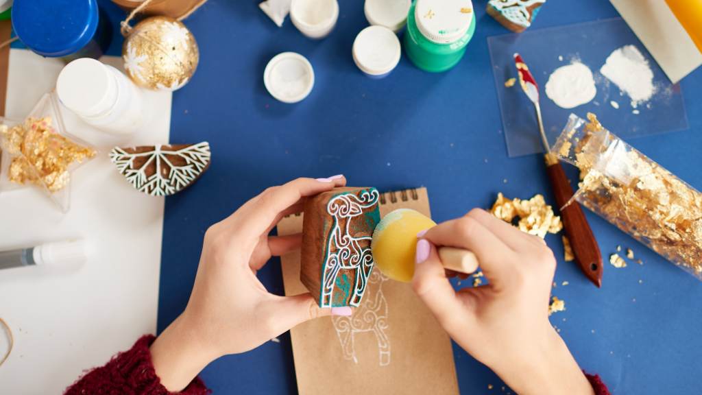 Handmade products being created as part of a Shopify side hustle