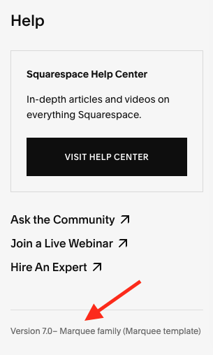 Identifying the version of Squarespace you're using