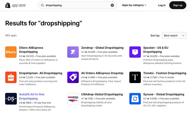 Shopify dropshipping apps.