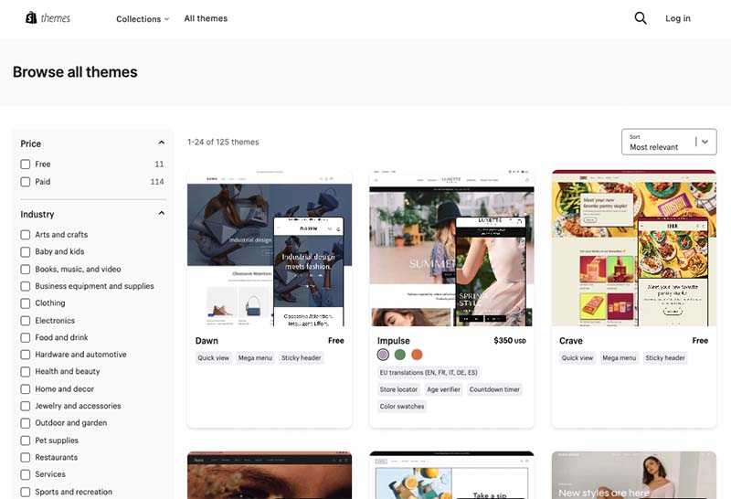 Shopify theme store.