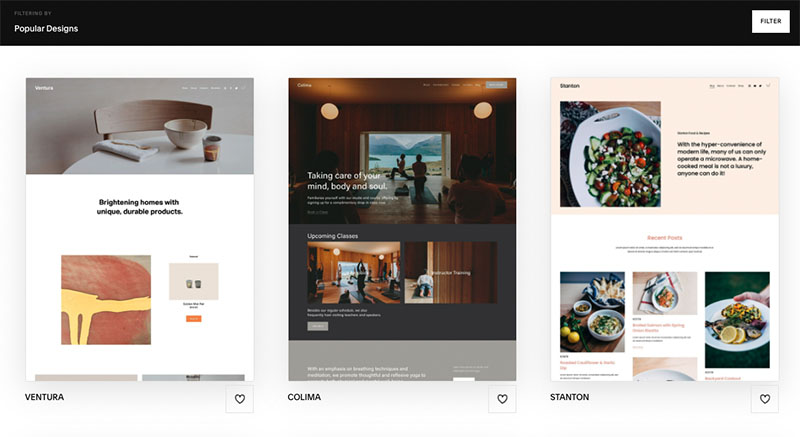 Squarespace templates.