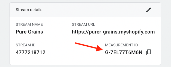 Google Analytics Stream 'Measurement ID'.