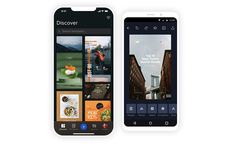 VistaCreate's mobile app