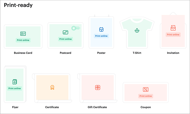 Print-ready items in VistaCreate.