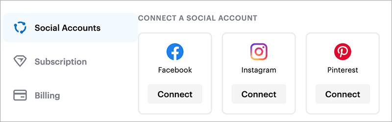 VistaCreate social accounts page.