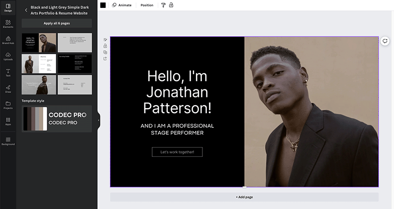 Building a simple website with Canva