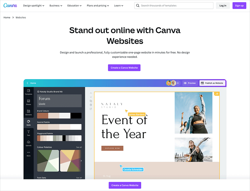The Canva design tool
