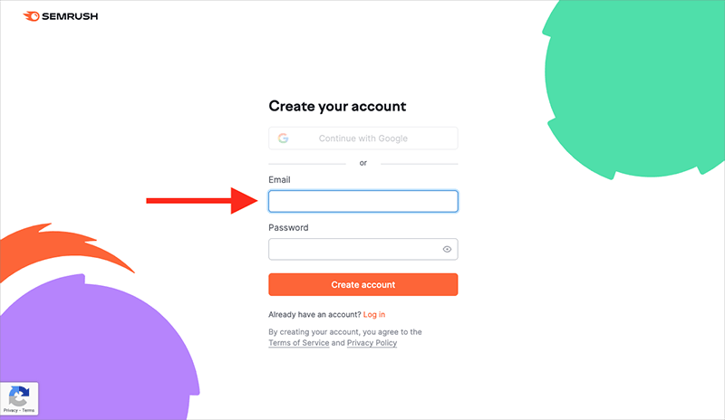 Creating a Semrush account