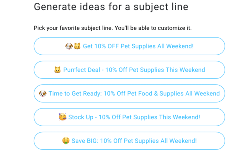 Subject Line Generator examples.