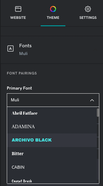 Using GoDaddy's built-in fonts.