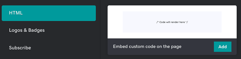 Adding a GoDaddy HTML code block.