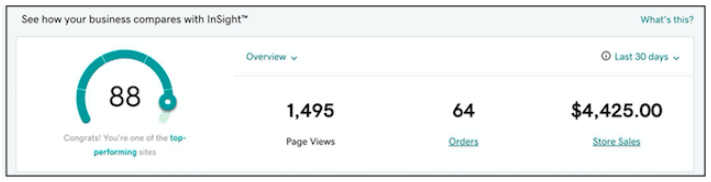 GoDaddy's analytics 'Insight' dashboard.