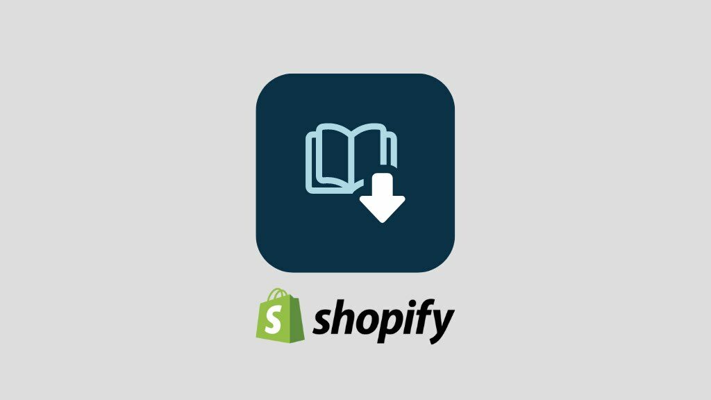 How to sell eBooks on Shopify (graphic of the Shopify logo and a digital book).