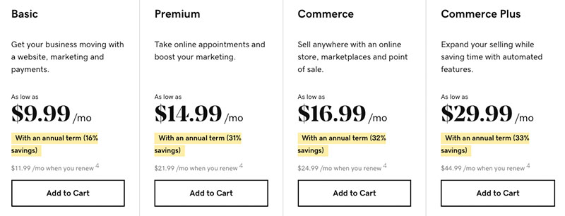 Discounted pricing for the GoDaddy website builder
