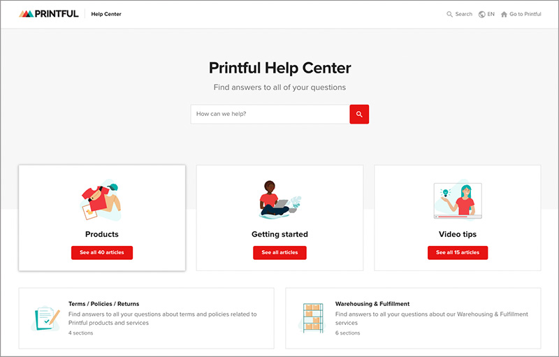 The Printful help center.