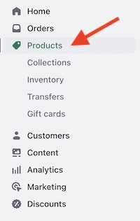 Accessing products in your Shopify dashboard