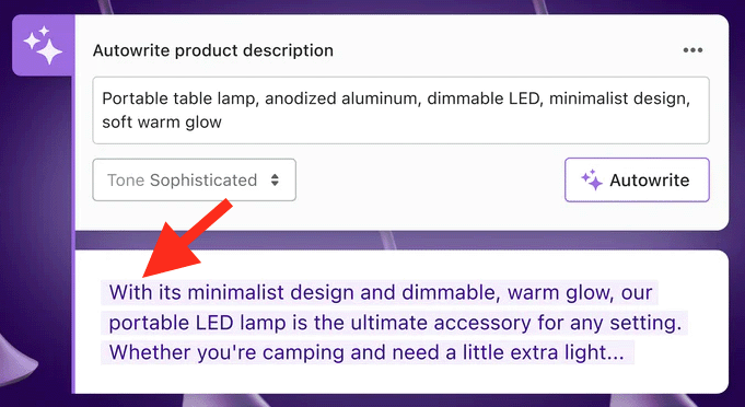 'Shopify Magic' being used to write product descriptions