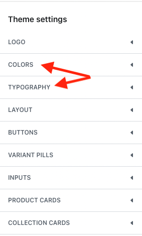 Shopify theme settings.