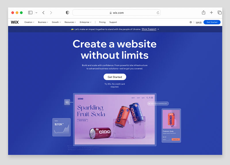 Wix home page