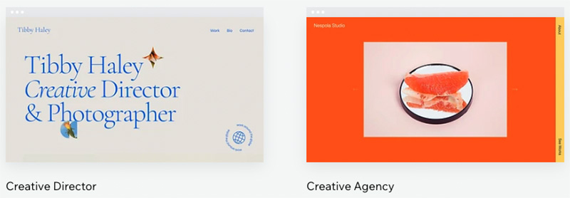 Wix's 'Creative Director' and 'Creative Agency' templates.