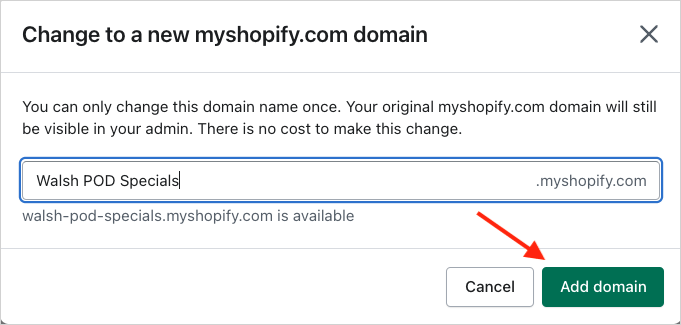 Changing to a new myshopify.com domain.
